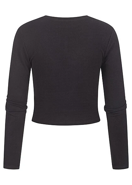ONLY Damen Cropped Longsleeve Drehdetail Schwarz 2 ONLY Damen Cropped Longsleeve Drehdetail Schwarz – Bild 2