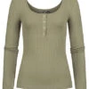 Pieces Damen NOOS Ribbed Longsleeve Pullover 4 Druckknöpfe Deep L. Grün