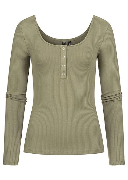 Pieces Damen NOOS Ribbed Longsleeve Pullover 4 Druckknöpfe Deep L. Grün 1 Pieces Damen NOOS Ribbed Longsleeve Pullover 4 Druckknöpfe Deep L. Grün