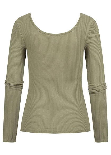 Pieces Damen NOOS Ribbed Longsleeve Pullover 4 Druckknöpfe Deep L. Grün 2 Pieces Damen NOOS Ribbed Longsleeve Pullover 4 Druckknöpfe Deep L. Grün – Bild 2