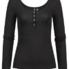 Pieces Damen NOOS Ribbed Longsleeve Pullover 4 Druckknöpfe Schwarz