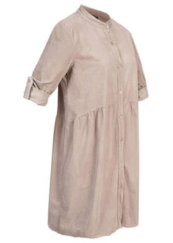 Styleboom Fashion Damen Kleid Turn-Up Mit Knopfleiste Taupe Braun -Onlyy Kleidung Geschaft 21106724 2