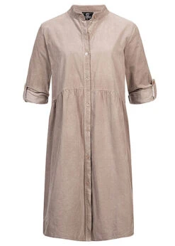 Styleboom Fashion Damen Kleid Turn-Up Mit Knopfleiste Taupe Braun -Onlyy Kleidung Geschaft 21106724 4