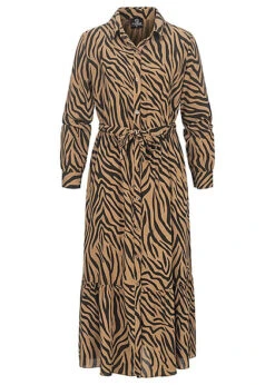 Styleboom Fashion Damen Viskose Maxi Kleid AOP Animal Bindegürtel Schwarz Braun 7 Styleboom Fashion Damen Viskose Maxi Kleid AOP Animal Bindegürtel Schwarz Braun -Onlyy Kleidung Geschaft 21106728 3
