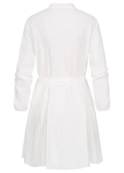 Styleboom Fashion Damen Kleid Langarm Mit 7 Knöpfen Bindegürtel Weiss -Onlyy Kleidung Geschaft 21106753 2