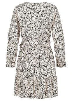 Styleboom Fashion Damen V-Neck Chiffon Kleid Muster Weiss Schwarz -Onlyy Kleidung Geschaft 21106810 2