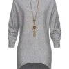 Cloud5ive Damen Shirt Mit Fledermausärmeln Inkl. Kette Silber Grau