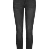 Seventyseven Lifestyle Damen Skinny Jeans Hose 5-Pockets Mit Gürtel Schwarz