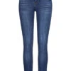 Seventyseven Lifestyle Damen Skinny Jeans Hose 5-Pockets Mit Gürtel Navy Blau