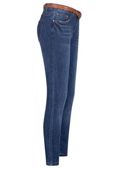 Seventyseven Lifestyle Damen Skinny Jeans Hose 5-Pockets Mit Gürtel Navy Blau -Onlyy Kleidung Geschaft 21107027 1