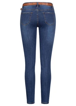 Seventyseven Lifestyle Damen Skinny Jeans Hose 5-Pockets Mit Gürtel Navy Blau -Onlyy Kleidung Geschaft 21107027 2