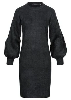 Vero Moda Damen O-Neck Strickkleid Mit Ballonärmeln Schwarz