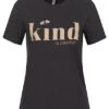 ONLY Damen T-Shirt Kind Print Mit Schmuckapplikation Phantom Schwarz Gold
