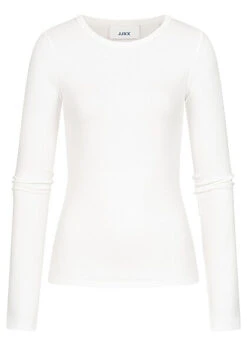 JJXX Damen NOOS Ribbed Longsleeve Leichter Pullover Bright Weiss