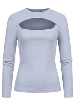 ONLY Damen Ausschnitt Longsleeve Leichter Pullover Eventide Blau