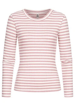 JACQUELINE DE YONG JDY By ONLY Damen Ribbed Longsleeve Pullover Mit Streifen Muster Woodrose