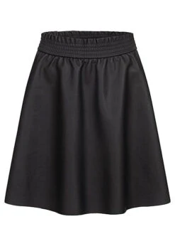 ONLY Damen Kurzer Papebag Kunstleder Rock Mit Gummibund Schwarz