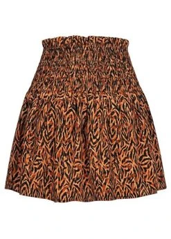 Aware By Vero Moda Damen Mini High-Wasit Rock Animal Print Cinnamon Orange Schwarz -Onlyy Kleidung Geschaft 21120581 2