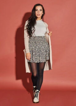 Aware By Vero Moda Damen Mini High-Wasit Rock Animal Print Travertine Beige Schwarz -Onlyy Kleidung Geschaft 21120582 3