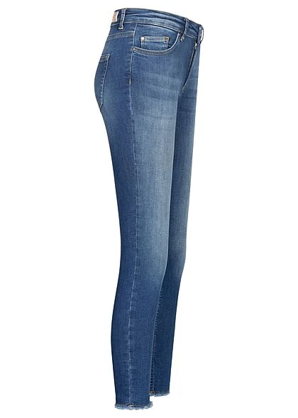 ONLY Damen NOOS Skinny Ankle Mid-Waist Jeans Hose 5-Pockets Fransen Am Saum Medium Blau 2 ONLY Damen NOOS Skinny Ankle Mid-Waist Jeans Hose 5-Pockets Fransen Am Saum Medium Blau – Bild 2