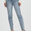 VILA Damen NOOS Mom-Fit Jeans Hose High-Wasit 5-Pockets Hell Blau Denim