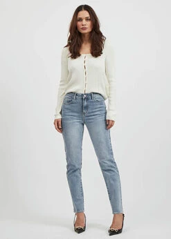 VILA Damen NOOS Mom-Fit Jeans Hose High-Wasit 5-Pockets Hell Blau Denim -Onlyy Kleidung Geschaft 21120824 2