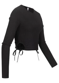 ONLY Damen Ribbed Crop Longsleeve Seitlich Zum Schnüren Schwarz 4 ONLY Damen Ribbed Crop Longsleeve Seitlich Zum Schnüren Schwarz -Onlyy Kleidung Geschaft 22010061 1
