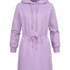 ONLY Damen Kurzes Hoodie Kleid Mit Taillienzug & Kapuze Chalk Violet Lila