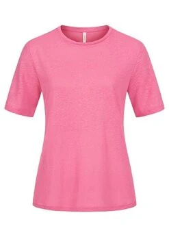 ONLY Damen Regular Leinen T-Shirt Gin Fizz Pink