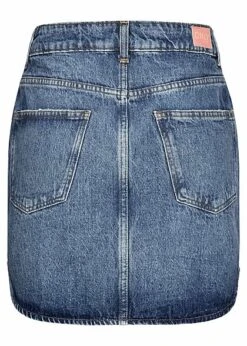 ONLY Damen High-Waist Denim Rock 5-Pockets Runder Schnitt Medium Blau Denim -Onlyy Kleidung Geschaft 22010334 2