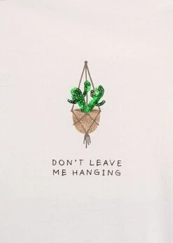 ONLY Damen T-Shirt Mit Glitzer Pailletten Kaktus Print Hangig Spruch Bright Weiss -Onlyy Kleidung Geschaft 22010499 2