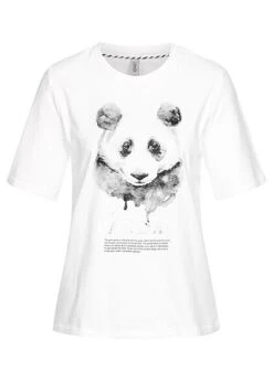 ONLY Damen T-Shirt Mit The Panda Print Bright Weiss Schwarz Silber