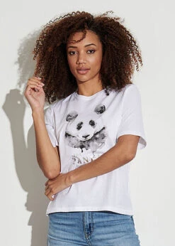 ONLY Damen T-Shirt Mit The Panda Print Bright Weiss Schwarz Silber -Onlyy Kleidung Geschaft 22010503 3