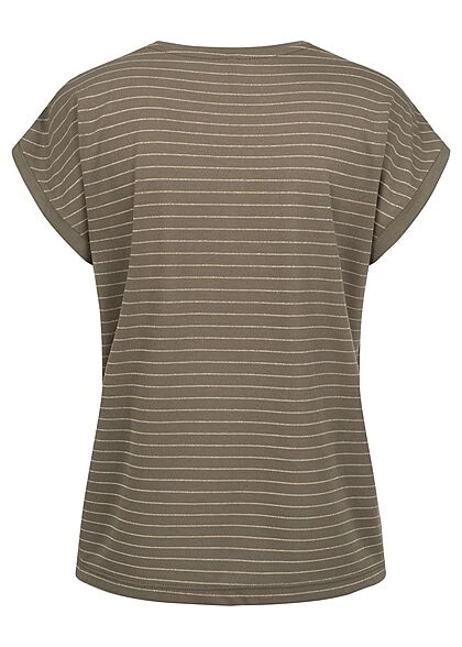 ONLY Damen Viskose Lurex Shirt M. Leichten Flügelärmeln Glitzer Streifen Kalamata Oliv 2 ONLY Damen Viskose Lurex Shirt M. Leichten Flügelärmeln Glitzer Streifen Kalamata Oliv – Bild 2