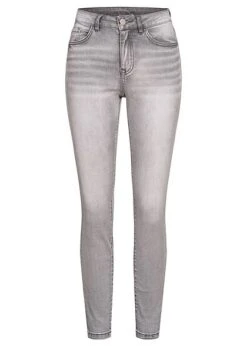 VILA Damen NOOS Cropped Skinny Jeans Hose 5-Pockets Mid Waist- Straight Fit Grau