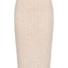 Pieces Damen Midi Strick Rock High Waist Strukturstoff Buttercream Weiss
