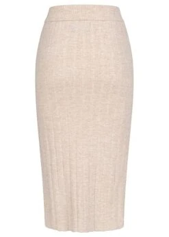 Pieces Damen Midi Strick Rock High Waist Strukturstoff Buttercream Weiss -Onlyy Kleidung Geschaft 22020466 2