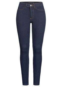 VILA Damen NOOS Skinny Fit Jeggings 5-Pockets Dunkel Blau Denim