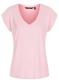 Vero Moda Damen NOOS Basic V-Neck T-Shirt Parfait Pink