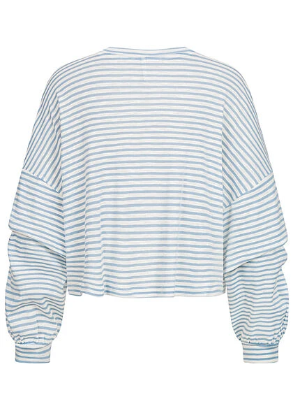 ONLY Damen Short Cut Top Longsleeve Streifen Blau Weiss 2 ONLY Damen Short Cut Top Longsleeve Streifen Blau Weiss – Bild 2