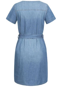 JACQUELINE DE YONG JDY By ONLY Damen Jeans Kleid 2 Brusttaschen Und Bindegürtel Medium Blau Denim -Onlyy Kleidung Geschaft 22020607 2