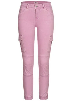 ONLY Damen NOOS Ankle Cargo Jeans 6-Pockets Regular Waist Dawn Pink