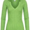 Aware By Vero Moda Damen V-Neck Struktur Longsleeve Pullover Foliage Grün