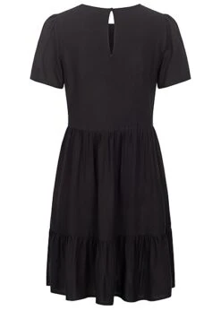 VILA Damen NOOS Volant Kleid Kurzarm Und Rundhals Schwarz -Onlyy Kleidung Geschaft 22030006 2