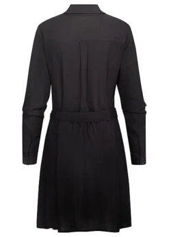 VILA Damen NOOS Langarm Kleid Knopfleiste Und Kragen Mit Bindegürtel Schwarz 5 VILA Damen NOOS Langarm Kleid Knopfleiste Und Kragen Mit Bindegürtel Schwarz -Onlyy Kleidung Geschaft 22030009 2