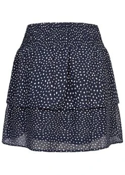 ONLY Damen NOOS Mini Rock Stufenrock Mit Gummibund Gepunktet Navy Blau Weiss -Onlyy Kleidung Geschaft 22030190 2