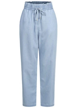 ONLY Damen Straight Fit Paperbag Jeans Hose High-Waist Hell Blau Denim