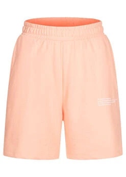 ONLY Damen Sweat Shorts Kurze Hose Mit Gummibund Print Vorne Peach Melba Rosa