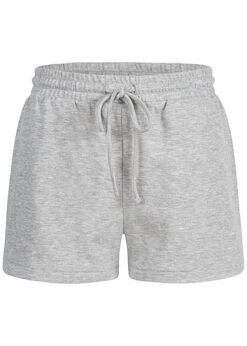 ONLY Damen Sweat Shorts Kurze Hose Mit Tunnelzug Hell Grau Melange