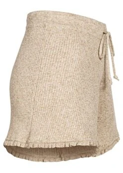 ONLY Damen Strick Shorts Kurze Hose Mit Fransendetails Pumice Stone Beige -Onlyy Kleidung Geschaft 22030281 1